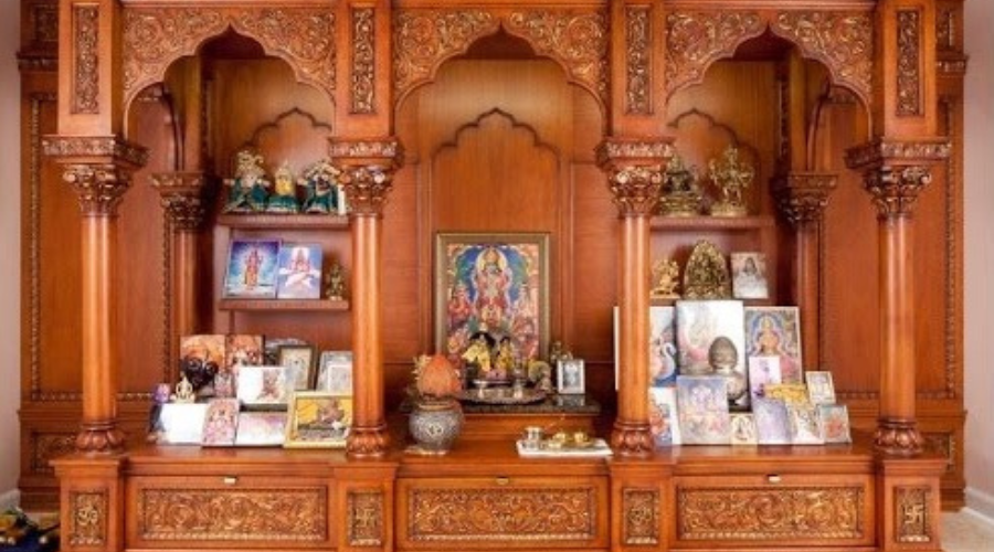 Versatile plywood mandir design