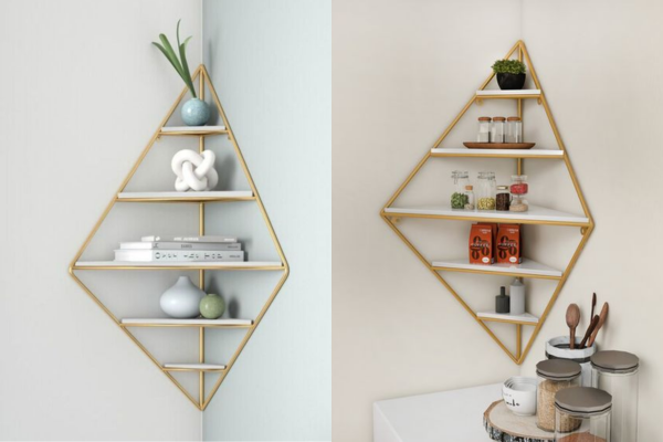 Diamond cross design wall shelves