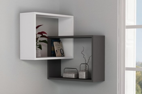 Morden intersecting wall shelves for corner